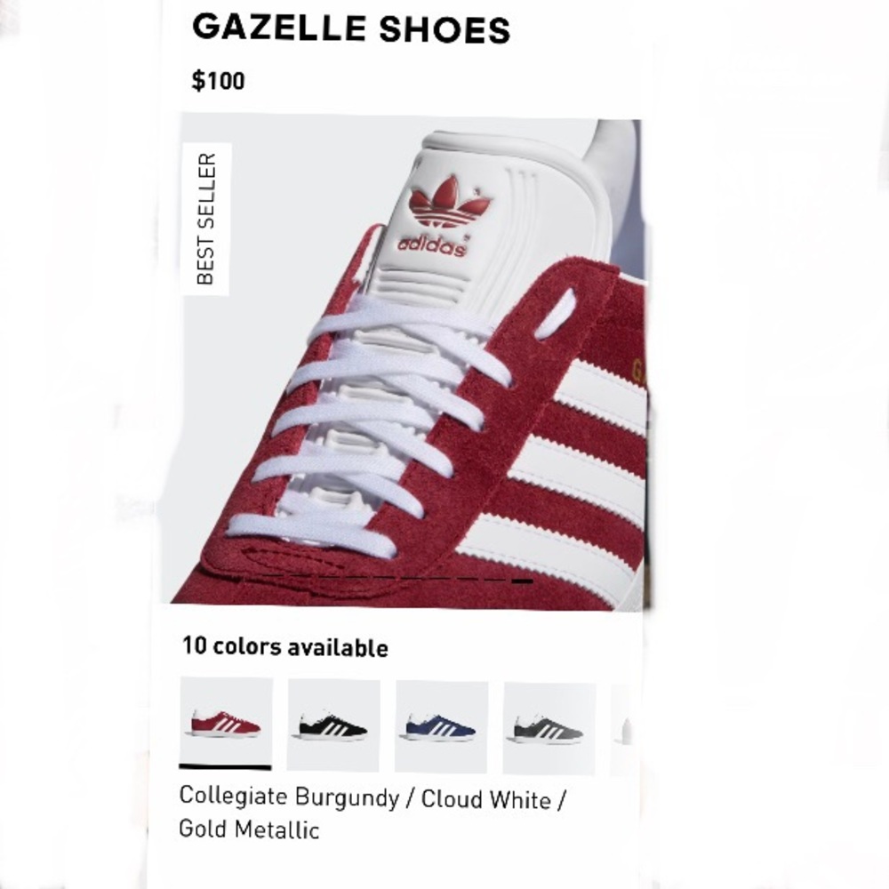 Adidas Original Gazelle Collegiate Burgundy White Gold Sz W 10.5 M 9.5 L… - Picture 2 of 15
